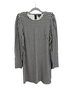 Who What Wear Black & White Houndstooth Long-Sleeve Women's Dress XL